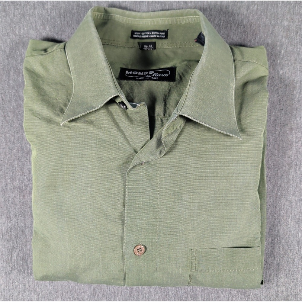 Vtg MONDO DI MARCO Button Up L/S Shirt Men's Large Made in Italy Single Stitch